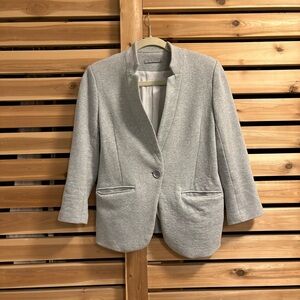 Olivia Moon Gray Blazer with Polka Dot Lining